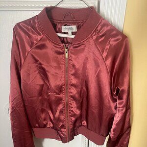 Charlotte Russe Satin-like Bomber Jacket Rose Size Medium